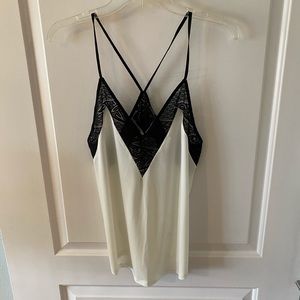 White tank top with black lace